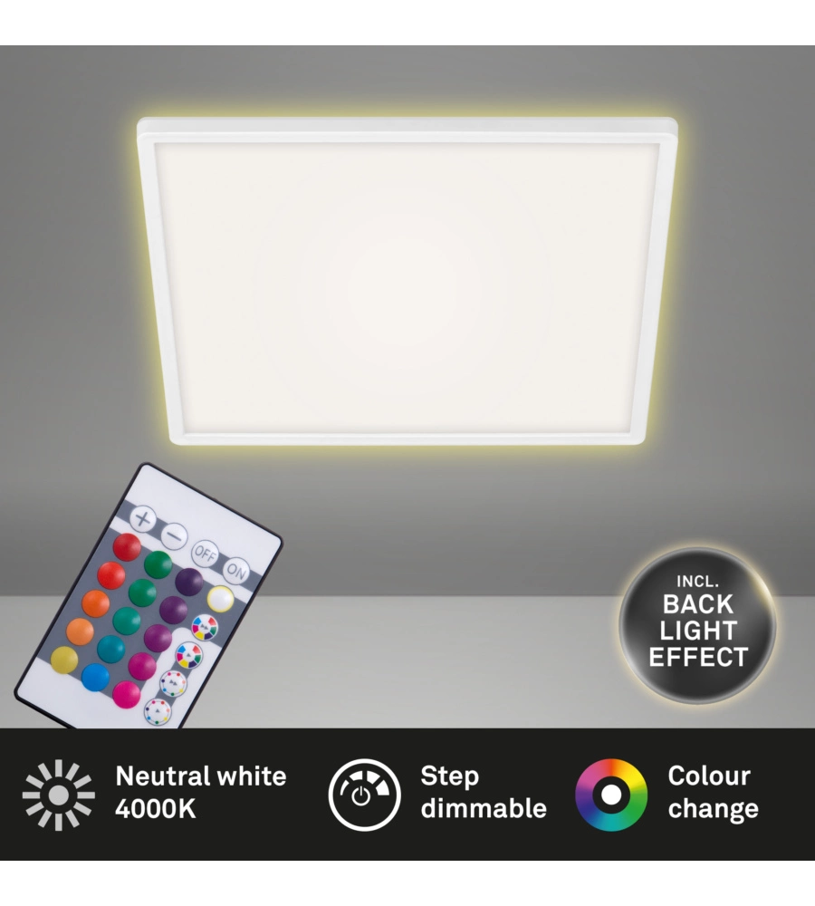 Plafoniera a led slim- led rgb bianco - 42x42 cm